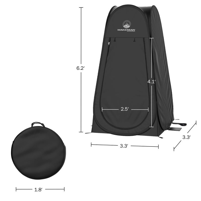 Wakeman Pop Up Pod - Privacy Shower Tent, Dressing Room, or Portable Toilet Stall with Carry Bag for Camping, Beach, or Tailgate by Wakeman Outdoors (Black) - Image 2